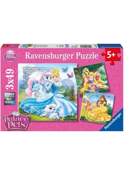 93465 Palace Pets Belle, Cinderella, Rapunzel 3X49 Parça Ravensburger Puzzle Kız Erkek Çocuk Oyuncak
