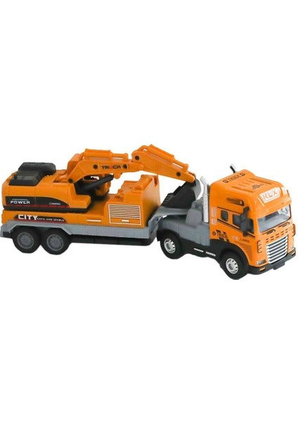 KLX800-248 Sürtmeli Işıklı Müzikli 1:24 Kazıcı Taşıyan Tır Kız Erkek Çocuk Oyuncak Eğitici Oyuncakla