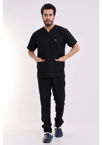 Zarf Yaka Erkek Likralı Takım - 6403 Siyah