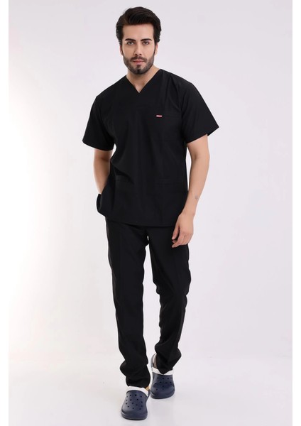 Zarf Yaka Erkek Likralı Takım - 6403 Siyah fırsatları