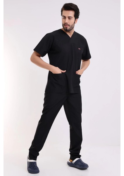 Zarf Yaka Erkek Likralı Takım - 6403 Siyah indirimleri