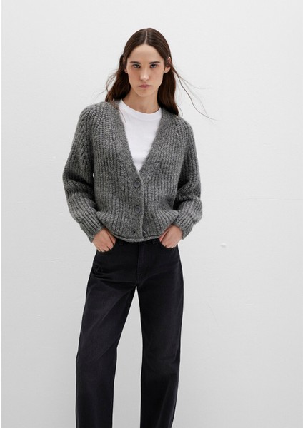 Kadın Önü Düğmeli Hırka Koyu Gri Melanj 1710386-80024 fiyatları