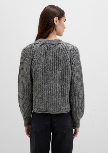 Kadın Önü Düğmeli Hırka Koyu Gri Melanj 1710386-80024 fırsatları