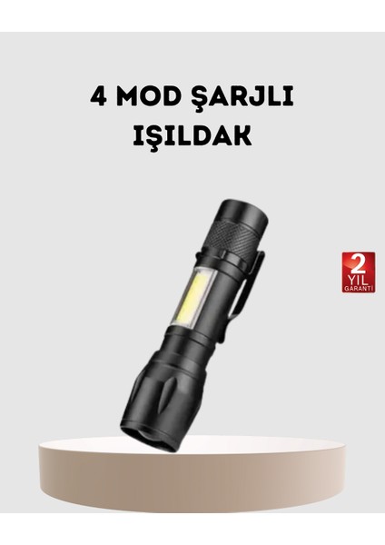 Profesyonel 4 Modlu Şarjlı El Feneri | 1300 Mah Batarya | Cree LED Teknolojisi
