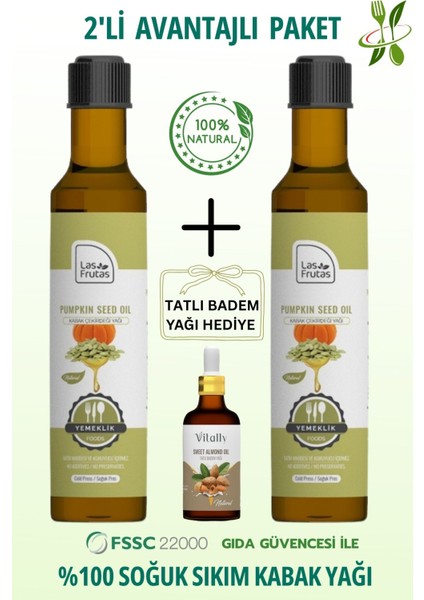 Yemeklik Kabak Çekirdeği Yağı 250 ml 2'li