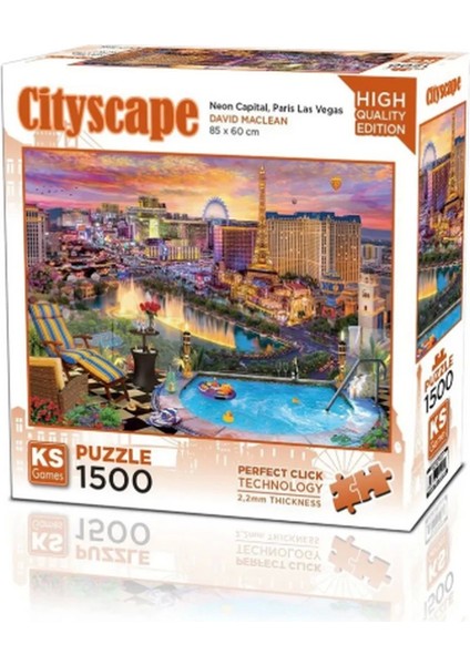 Ks Games Neon Capital Paris Las Vegas Puzzle 1500 Parça 22038 Kız Erkek Çocuk Oyuncak Eğitici Oyunca