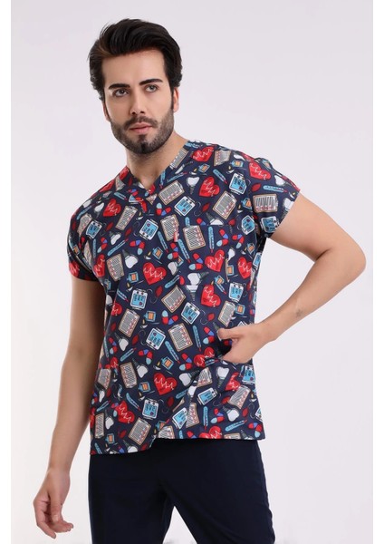 Yarasa Kol Dijital Unisex Desenli Üst - 6529 Füme Kalp Ritim fiyatları