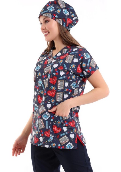 Yarasa Kol Dijital Unisex Desenli Üst - 6529 Füme Kalp Ritim indirimleri