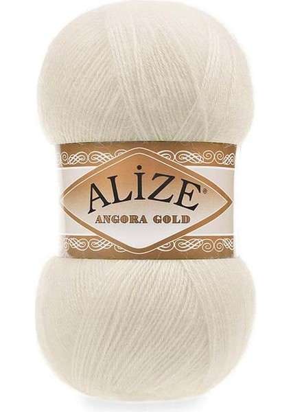 Alize Angora Gold Simsiz Örgü İpi - Krem - 5'Li Paket - ( Renk Kodu : 01 ) fiyatları