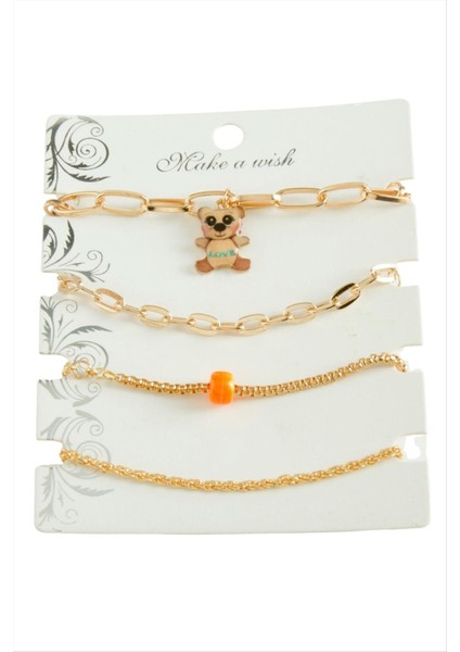 4 Adet Ayıcık Trend Zincir Bileklik