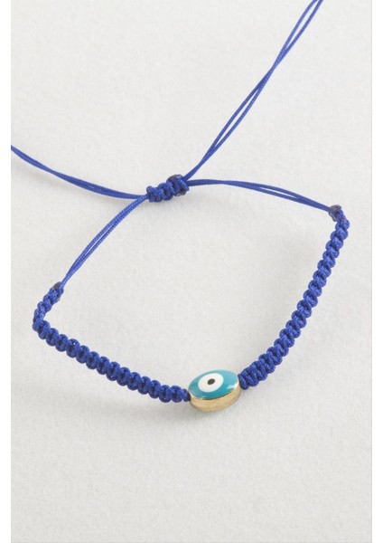 Oval Nazar Makrome Örgülü Bileklik