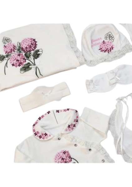 %100 Pamuk Kız Bebek Kaneviçe Işlemeli 10 Lu Hastane Çıkışı Seti Beyaz EDA.BYZ.5456 fırsatları