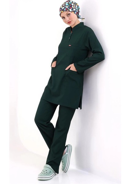 Soft Likralı Tesettür Forma Takım Iki Çıtçıt 6429 Ördek Başı Yeşili