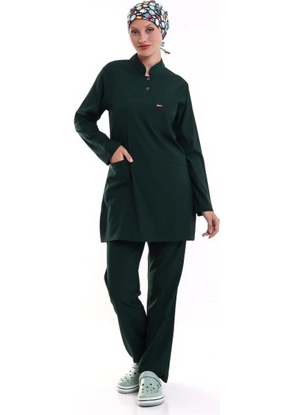 Soft Likralı Tesettür Forma Takım Iki Çıtçıt 6429 Ördek Başı Yeşili modelleri