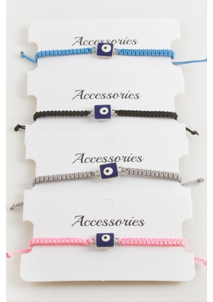 Kare Nazar Makrome Örgülü Bileklik