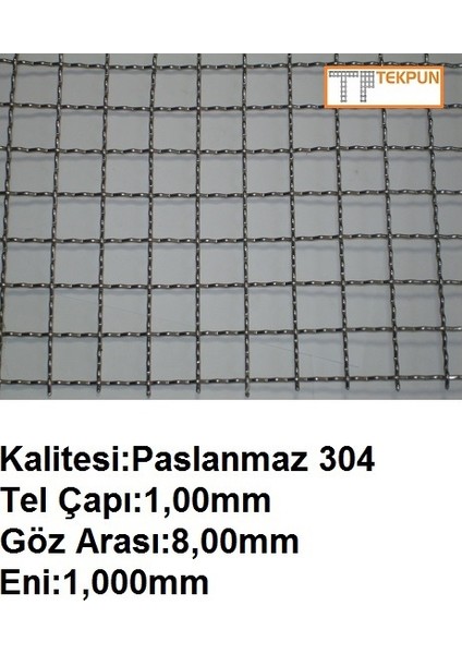 Paslanmaz Kafes Teli Tel:1mm Göz:8mm EBAT:1MTX1MT