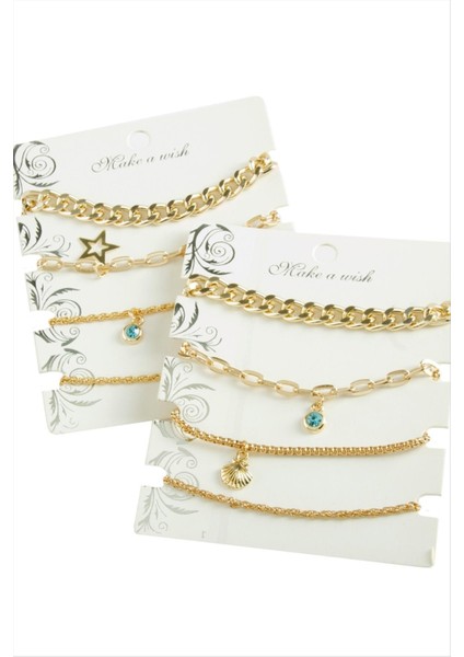 4 Adet Yıldızı Trend Zincir Bileklik