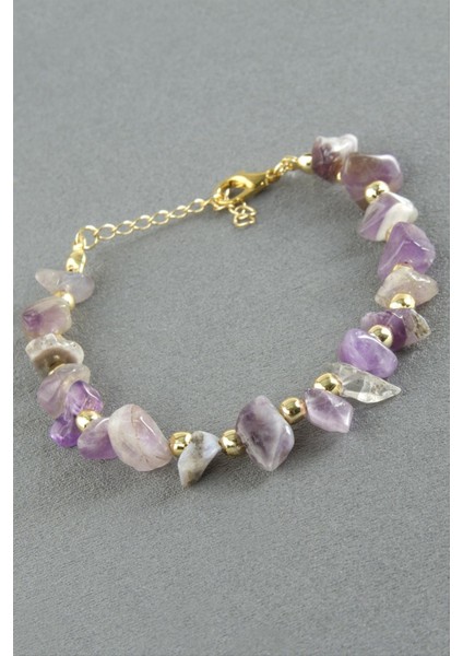 Amatist Kırık Doğaltaş Bileklik