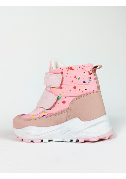 Pembe Renk Nokta Renk Desenli Su Geçirmez Çift Cırtlı Çocuk Bot fiyatları