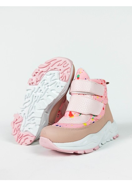 Pembe Renk Nokta Renk Desenli Su Geçirmez Çift Cırtlı Çocuk Bot fırsatları