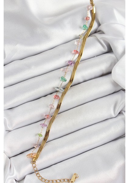 316L Çelik Gold Renk Kristal Karışık Renkli Taşlı Kadın Bileklik - TJ-BB7091 indirimleri