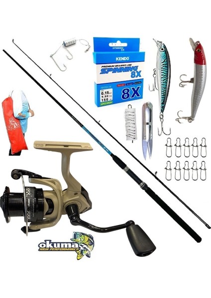 Okuma Outrax 4000 240CM 15-40GR Okuma G-Power Rapala Maket Balık Spin Olta Takımı Seti