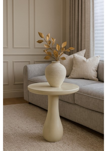 Krem Renk Masif Ahşap Tekli Yan Sehpa – Doğal Mantar Sehpa modelleri