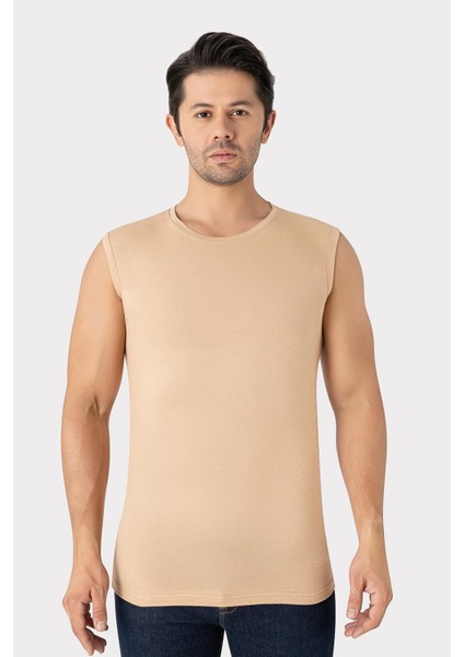 2 Adet Görünmez Atlet Erkek Ten Rengi Bisiklet Yaka Kolsuz Tişört Pamuklu Likralı Yumuşak Esnek Kumaş fiyatları