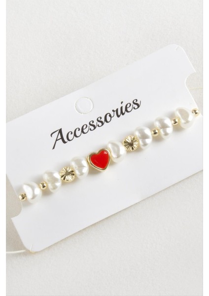 Kalp Inci Boncuk Makrome Ip Bileklik