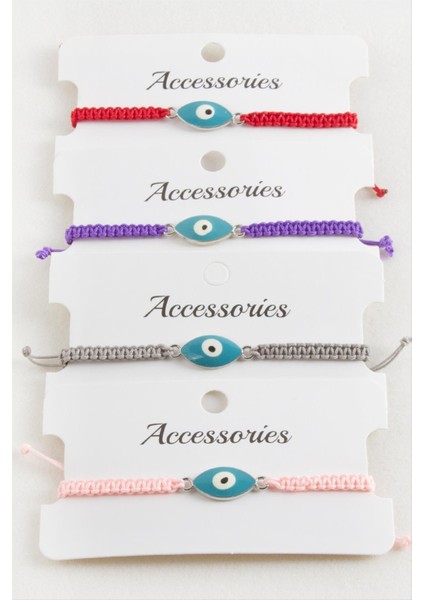 Oval Nazar Makrome Örgülü Bileklik