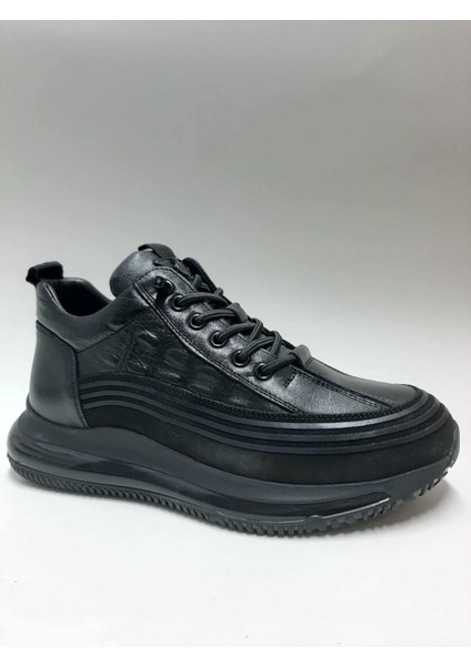 Hakiki Deri Balon Taban Siyah Bağcıksız Geniş Kalıp Kışlık Erkek Ayakkabı C-985376PPT fiyatları