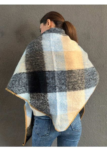 Yumuşak Ekose Üçgen Tığ Oyalı Kadın Şal 200X85 cm modelleri