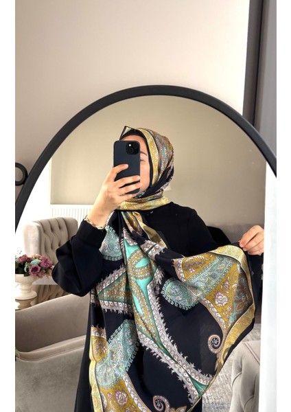 19V69 Italıa Etnik Desen Siyah Zemin Modal Seri Şal
