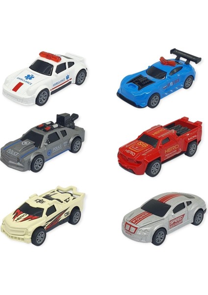 Çek Bırak Metal Küçük Arabalar 8 cm 6'lı Set