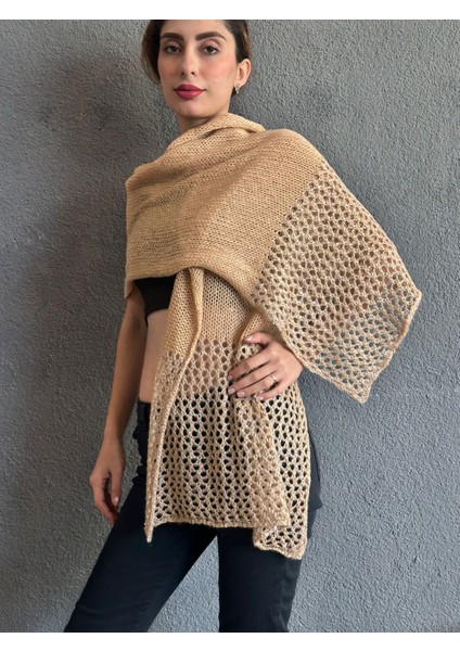 Triko Taba Pul Payetli Şal 200X55 cm modelleri