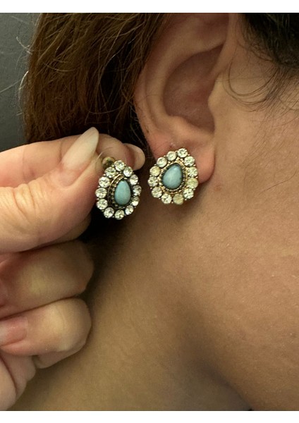 Zirkon Taşlı Damla Turkuaz Kadın Küpe fiyatları