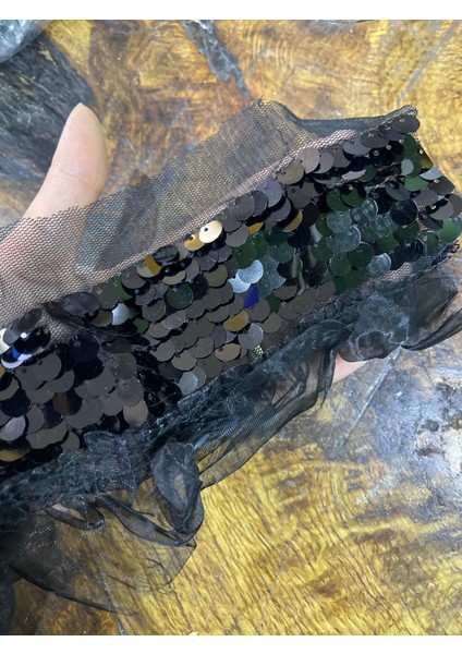 Siyah Pıl Payetli Dikiş Giyim Aksesuarı Aplike 24X20 cm modelleri