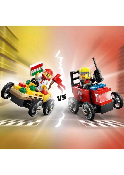 LEGO City Pizza Arabası Itfaiye Kamyonuna Karşı Yarış Arabası Paketi 60458 Kız Erkek Çocuk Oyuncak E fiyatları