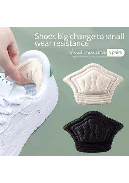Taç Şekilli, Yapışkanlı, Kesilebilir Ayakkabı Topuk Vurma Önleyici +Yırtık Gizleme+ Boşluk Alma Pedi ( 1 Çift Siyah)