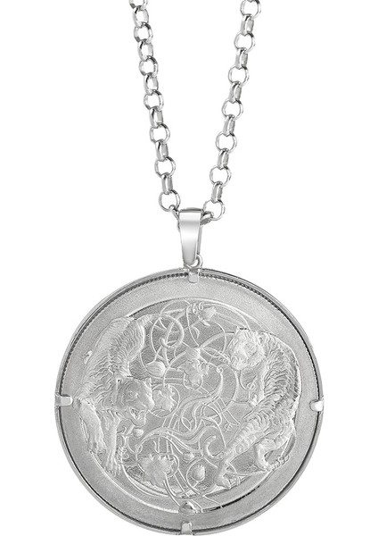 1 Ons Silver 14 Ayar Kalemli Altın Çerçeve Kolye