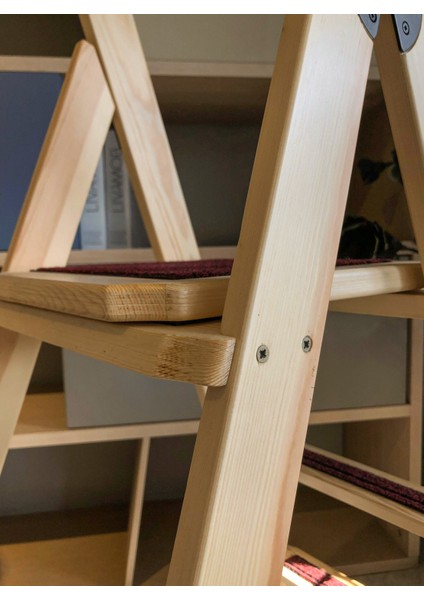 Ev Tipi Katlanabilir Ahşap Merdiven – Masif Çam, 2/3/4 Basamaklı, Dekoratif ve Çok Amaçlı fırsatları