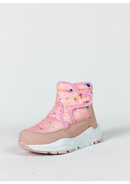 Pembe Renk Nokta Renk Desenli Su Geçirmez Cırtlı Çocuk Bot