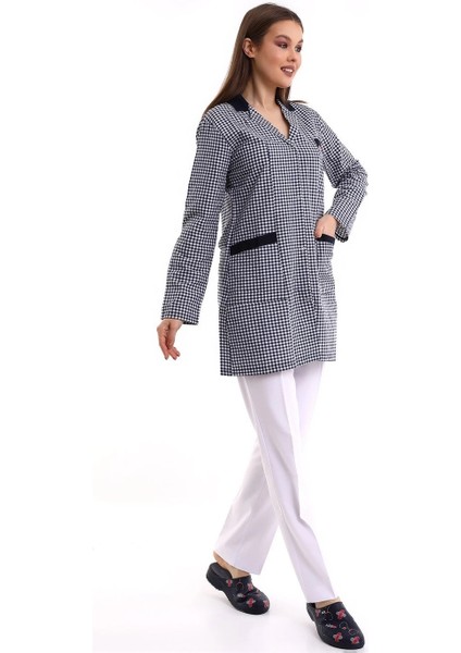 Doktor Öğretmen Kadın Önlük Ara Boy Ceket Yaka - Pöti Kare Lacivert modelleri