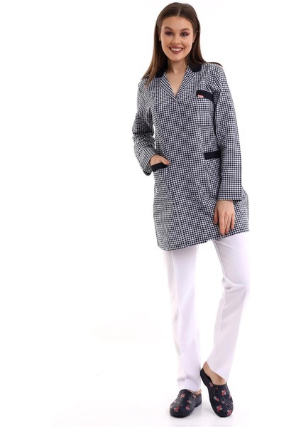Doktor Öğretmen Kadın Önlük Ara Boy Ceket Yaka - Pöti Kare Lacivert indirimleri