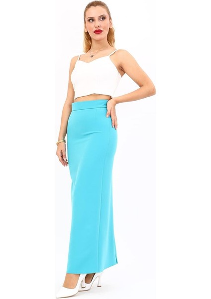 Uzun Düz Dar Etek-Turkuaz