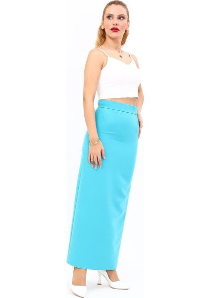 Uzun Düz Dar Etek-Turkuaz modelleri