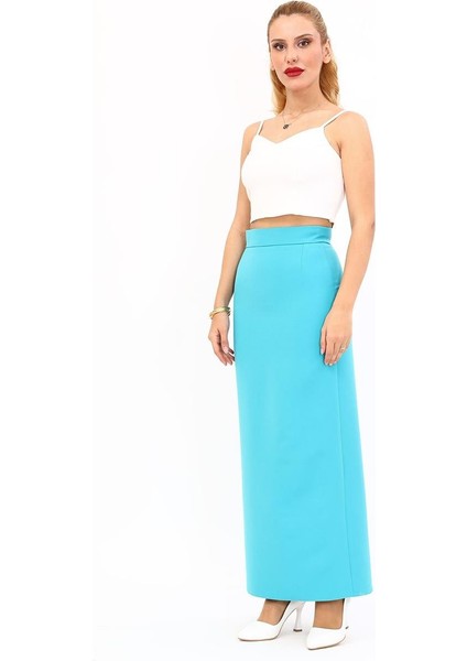Uzun Düz Dar Etek-Turkuaz indirimleri