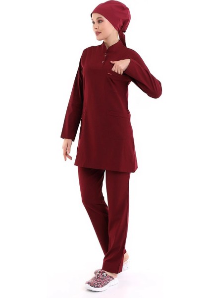 Soft Likralı Tesettür Forma Takım Iki Çıtçıt - 6407 Bordo Soft fiyatları