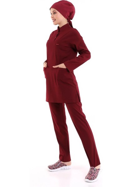 Soft Likralı Tesettür Forma Takım Iki Çıtçıt - 6407 Bordo Soft fırsatları