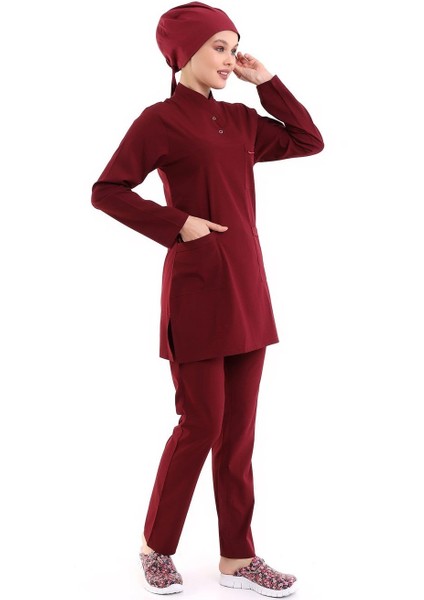 Soft Likralı Tesettür Forma Takım Iki Çıtçıt - 6407 Bordo Soft indirimleri